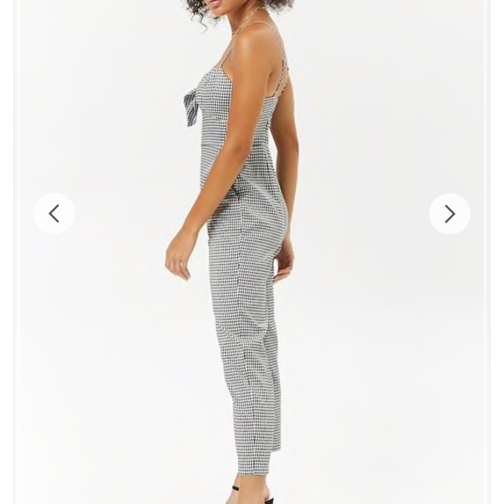 SOLD // Knot-Front Gingham Jumpsuit - Picture 2 of 7